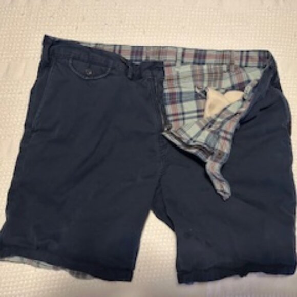 POLO Ralph Lauren Reversible Shorts (2-in-1) Solid Navy Blue and Checkered Blue - Picture 4 of 11